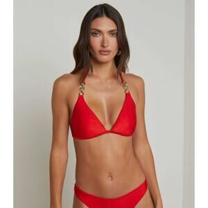 L'AGENCE Annabelle Shimmer Triangle Bikini Top Size Small